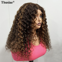 Perruque en cheveux humains bouclés crépus vietnamiens en gros, transparente, sans colle, densité 150%, avec mèches, pour femmes noires