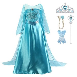 Dessin animé princesse congelée à manches longues pure filles <span class=keywords><strong>robe</strong></span> Halloween fête de noël Performance Costume brillant Train <span class=keywords><strong>robe</strong></span> - Product Image 3