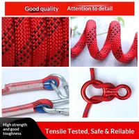 Corde statique de sécurité pour l'escalade et la descente en rappel pour activités de plein air avec doubles crochets Modèle 12 10-18m
