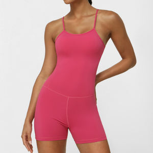 Conjunto de pantalones cortos de traje de yoga enderezados, top de fitness de una pieza de estilo desnudo, gama alta de una pieza - Product Image 6