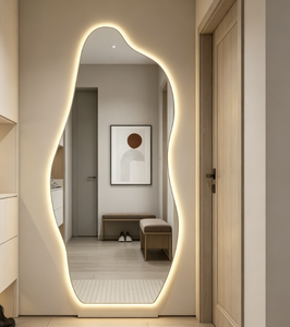 Irregular Plastic Frameless LED Backlit <b>Touch</b> <b>Switch</b> Modern Wall-Mounted Vanity Mirror for Bedroom and Hotel Use - Product Image 1
