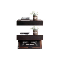Étagère murale flottante en bois de style vintage avec compartiments cachés pour ranger divers articles, salon en bois