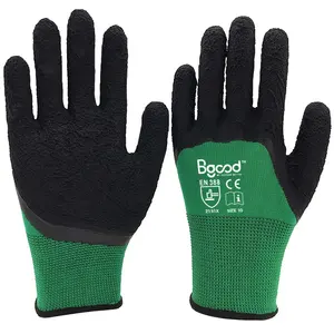 13 Gauge green latex coated safety level 5 hand gloves for construction worker nitrile glove glove men