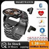 Montre connectée 2-en-1 T97 2026 avec écouteurs sans fil pour hommes et femmes, suivi de santé sportif, réduction du bruit, casque BT