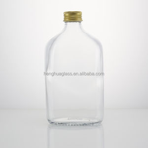 Gran oferta, matraz plano de 350ml, botella de vidrio de licor transparente, <span class=keywords><strong>Gin</strong></span>, Vodka, whisky, licores, té, jugo, café, bebida, botella de vidrio con tapa - Product Image 3