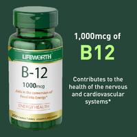 Compléments alimentaires végétaliens de qualité alimentaire LIFEWORTH, capsules de vitamine B12 pure, comprimés en flacon