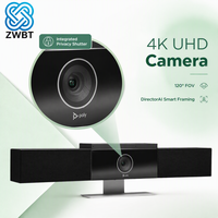 Barre vidéo USB Poly Studio 4K UHD avec champ de vision de 120 degrés, suivi vocal DirectorAI, haut-parleurs stéréo et réseau de 6 microphones pour Microsoft Teams et Zoom