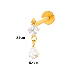 Bán buôn trang sức titan tùy chỉnh, khuyên tai titan G23 gắn đá CZ, khuyên tai vành tai, khuyên tai sụn, khuyên tai labret mặt phẳng - Product Image 4