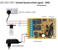 Receptor de Relé de 2 Canales y 433 MHz, Interruptor de Control Remoto con Código de Aprendizaje 1527 para Puerta de Garaje, Control Remoto Inalámbrico