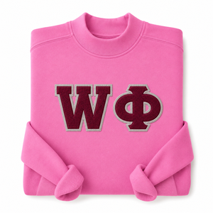 Sweat-shirt à col rond en chenille personnalisé avec applique de lettres grecques pour cadeau d'initiation universitaire ou de fraternité - Product Image 5