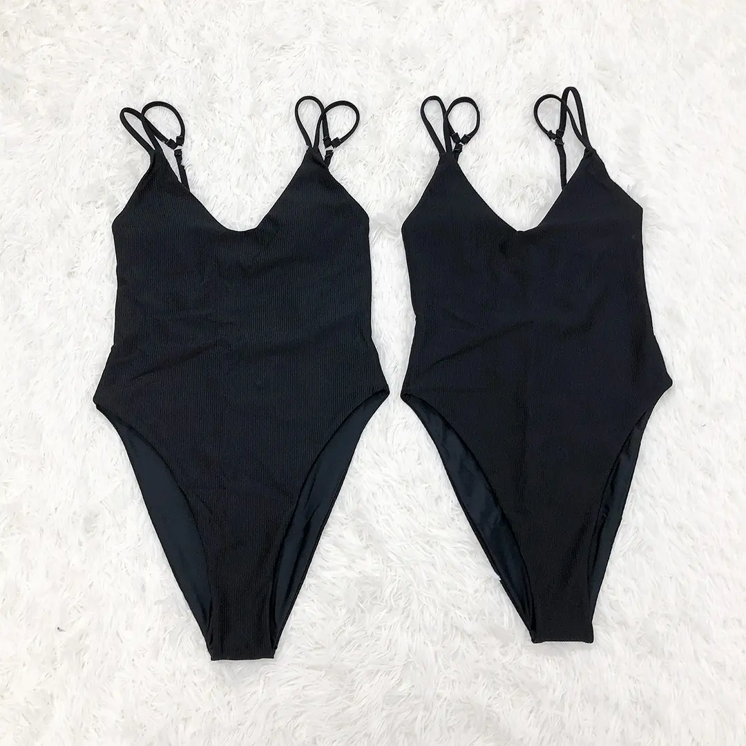 하이 퀄리티 비키니 세트 솔리드 수영 세트 여성 블랙 원피스 수영복