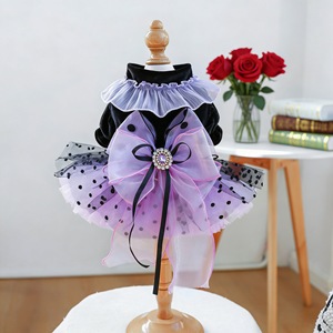 Vestido para Perro, Falda Tutú Mágica de Elfo, Morado con Puntos Negros, Poliéster, para las Cuatro Estaciones, Traje para Cachorros Pequeños - Product Image 1