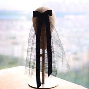 All'ingrosso della fabbrica di moda morbida maglia da sposa veli accessori per capelli da sposa bianco nero fiocco veli gioielli per la sposa - Product Image 1