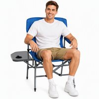 Chaise de camping pliable moderne avec table latérale intégrée et sac isotherme, chaise de directeur en fer Oxford pour mobilier d'extérieur