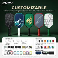 Pickleball de haute qualité en fibre de carbone T700, forme carrée allongée, noyau en mousse haute densité, épaisseur personnalisée de 14 mm