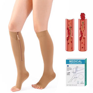 Medias de Compresión hasta la Rodilla, Personalizadas de Fábrica, Graduadas de 20-30 mmHg, Anti <span class=keywords><strong>Varices</strong></span>, Alivio de la Hinchazón y Edema, Punta Abierta - Product Image 1