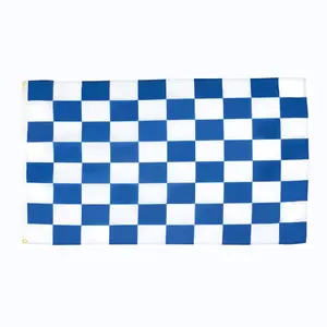 Banderas de carreras a cuadros con bandera azul y blanca de 3x5 pies