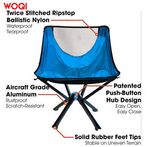 Silla Plegable para Camping Woqi, Marco de Aluminio, Tela Oxford Azul, Silla de Jardín para Exteriores, Apertura Rápida, Asiento Reclinable Portátil - Product Image 4