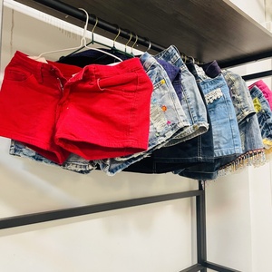 Pantalones Cortos Vaqueros de Verano de Colores Mezclados con Dobladillo de Ante, Ropa Vintage al por Mayor para <span class=keywords><strong>Chicas</strong></span> Bonitas, Mezcla de Estilos, Fábrica Jackwen, MOQ45kg - Product Image 3
