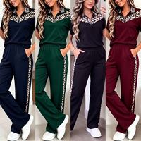 Nouvel ensemble deux pièces pour femmes, haut à manches courtes décontracté à la mode, pantalon droit