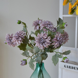 Injoy IJ042 Artificial Dahlia <b>Flowers</b> 2 Heads Modern Style Silk Handmade Wedding Table Centerpiece - Product Image 2