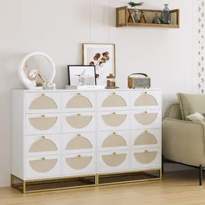 stylish dresser combines a mid-century silhouette with Art Deco details 8 Drawer 31.4" W Double Dresser