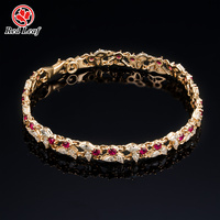 Redleaf Hot D VVS Moissanite Bracelet Fine Jewelry Argent 925 Plaqué Or 18K Synthétique Rouge Rubis Bracelets & Bracelets Pour Cadeau