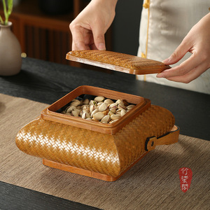 <b>Bamboo</b> Woven Basket Rectangle Food <b>Container</b> Multifunction Kitchen Storage Tea Snack Box Guizhou Origin YY0602 - Product Image 4