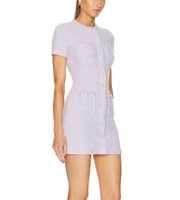 Violet manches courtes col rond tricoté bouton poche Design Sequin élégant Sexy Slim Fit dames décontracté travail confort Mini robe