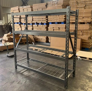 Heavy Duty 4 Layer Warehouse Rack Adjustable Metal Stacking Shelf Powder Coated Grid Panel <b>Storage</b> <b>Racking</b> - Product Image 3