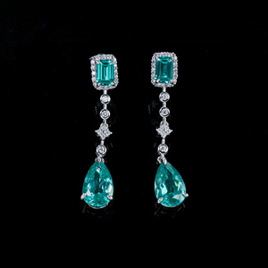 925 Silver Paraiba <b>Earrings</b> Neon Blue Double Color Cut Luxury <b>Earrings</b> - Product Image 4