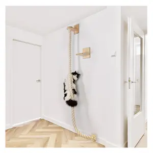 Montado en la pared de madera para interiores, muebles de juguete, escalones para gatos con cuerda para rascar