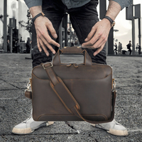 Sac à main en cuir véritable pour homme, sac messager 15 pouces, grande capacité, fermeture éclair, sac bandoulière