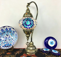 Lampe de Table Vintage Marocaine Faite à la Main en Verre Turc pour Chambre, Salon, Restaurant, Hôtel et Bar d'Hébergement
