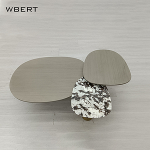 WBERT Table d'appoint légère de luxe en bois massif Simple Design moderne Oval Rock Board Creative Living Room Coffee for Small Families - Product Image 4