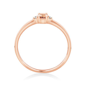 Anillo de Compromiso MaiYi con Morganita, Oro Sólido de 14K, Diamante Champagne, Anillo de Moissanita - Product Image 3