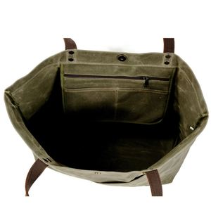 OHeavy Duty Waxed <b>Canvas</b> <b>Tote</b> Bag Duty Waxed <b>Canvas</b> Handle Shoulder Bag, Large Capacity Vintage Travel Work <b>Tote</b> Bag for Women - Product Image 4