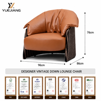 Fauteuil individuel haut de gamme style rétro moderne en cuir véritable fait main pour la maison, le bureau et les hôtels