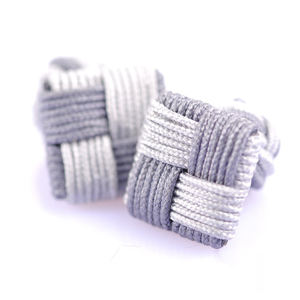 Mancuernillas de Seda de Dos Tonos con Nudo Cuadrado para Hombre, para Trajes, Camisas, Bodas, Aniversarios, Compromisos, Fiestas, Regalo - Product Image 6