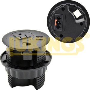 1 Outlet 2 USB with RJ45 Output Desktop Power Grommet USA <strong>Plug</strong> with <strong>Socket</strong> Wall Charger Surge Protector Multi Outlet <strong>Box</strong> Black - Product Image 5