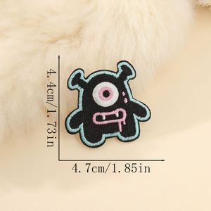 New Design Iron on /sticker Embroidery Cartoon Cute <b>Black</b> Little Monster Patch Applique for Hat Clothes Decoration - Product Image 4