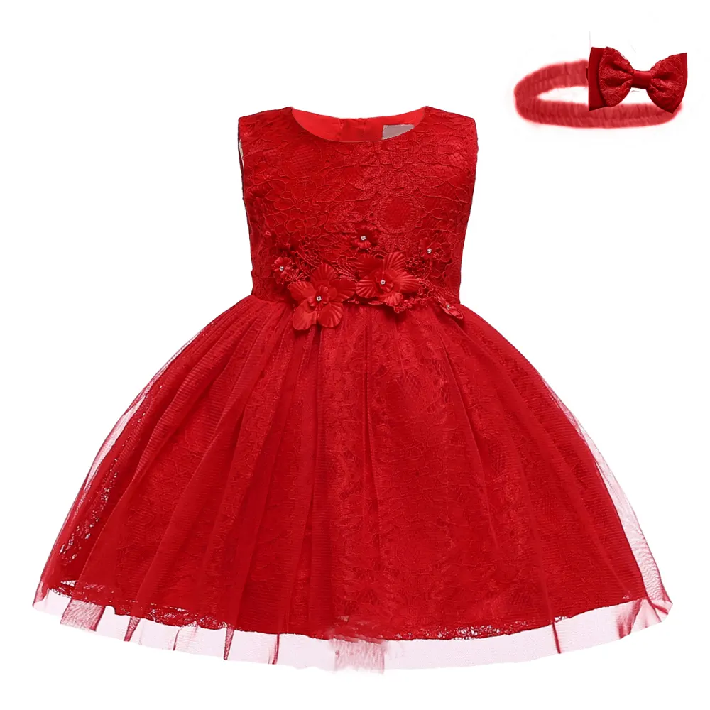 Summer children party frocks designs lovely Flower kids dresses for wholesale baby clothes B-2933