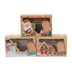 Kraft paper candy biscuit box Christmas New Kraft paper ginger pvc window candy box gift box
