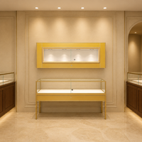 Ensemble de vitrines à bijoux modulaires de luxe, finition platine, vitrine en verre trempé, personnalisée pour les magasins de détail modernes