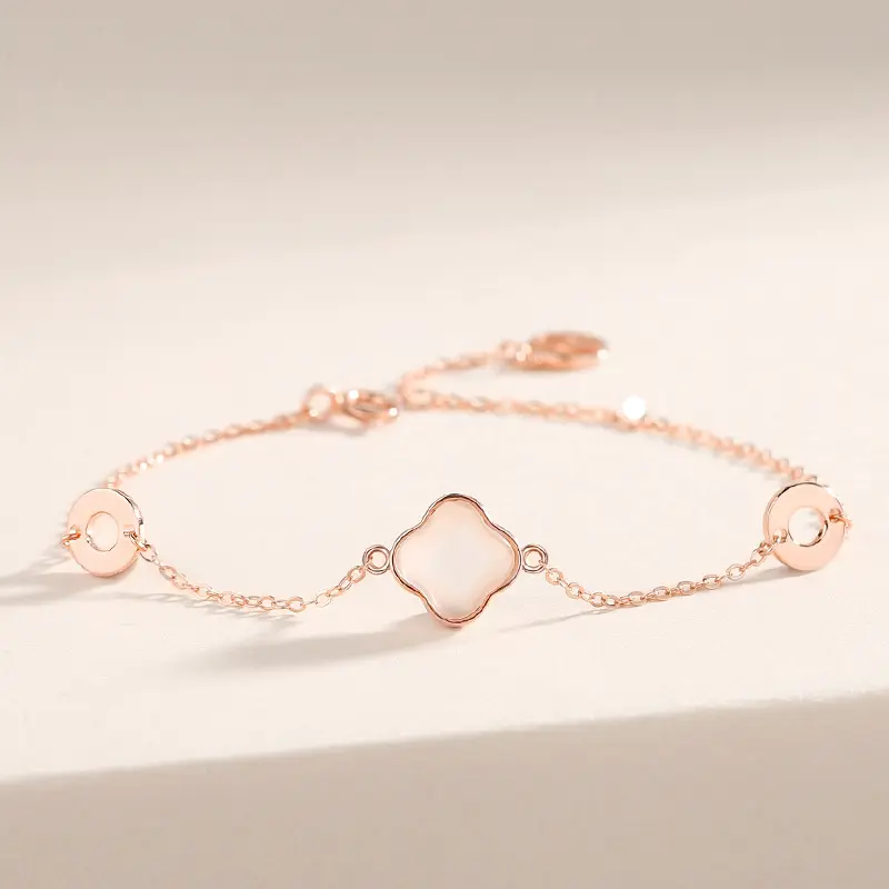 Vana Simple Style Fine Jewelry bracciale in argento Sterling 925 con quadrifoglio braccialetti placcati in oro rosa 18 carati per donna