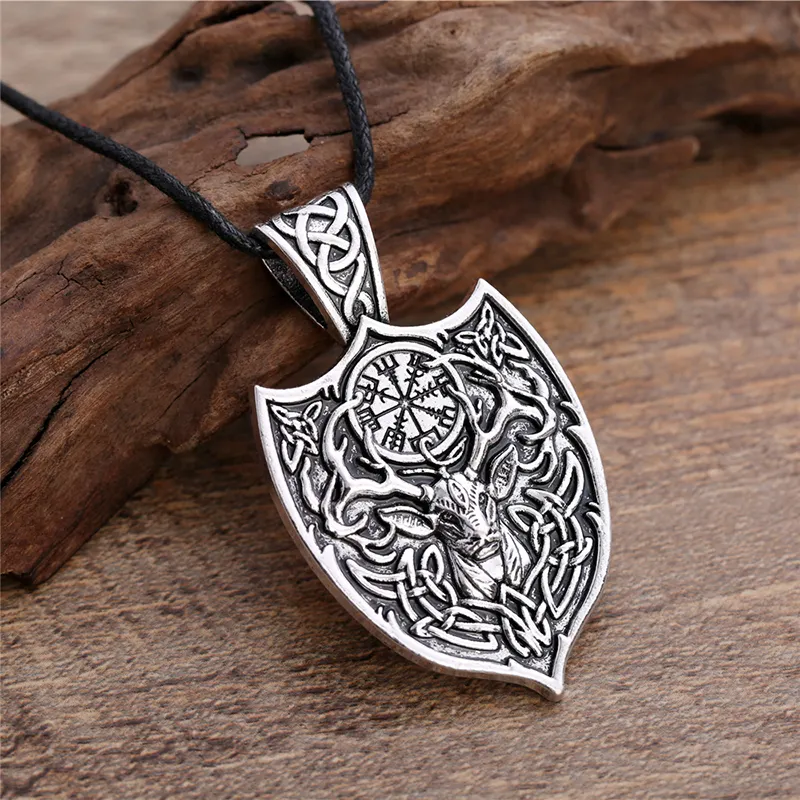 2019 Sieraden Herten Dier Knotwork Stag Geest Vegvisir Symbool Noorse Mythologie Amulet Hanger Viking Sieraden Ketting Voor Mannen