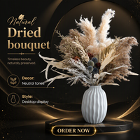 Buket Bunga Kering Alami Buatan Tangan Maillard/wabi-sabi, Rangkaian Bunga Asli untuk Dekorasi Ruang Tamu, Pesta, dan Pernikahan