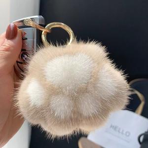 Luxueux doux chat griffe fausse fourrure pompon boule porte-clés en peluche porte-clés pour voiture sac suspendu public cible amoureux des chats - Product Image 5