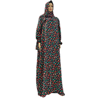 Nouvelle Abaya Longue en Tissu Rayonne Coton Imprimé Floral OEM, Robe Musulmane Modeste avec Voile, Kaftan Femme, Vêtement Jilbab de Dubaï