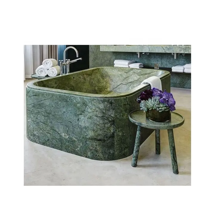 Bagno di alta classe in stile occidentale ovale grande vasca da bagno per lucidatura in marmo verde autoportante prezzo
